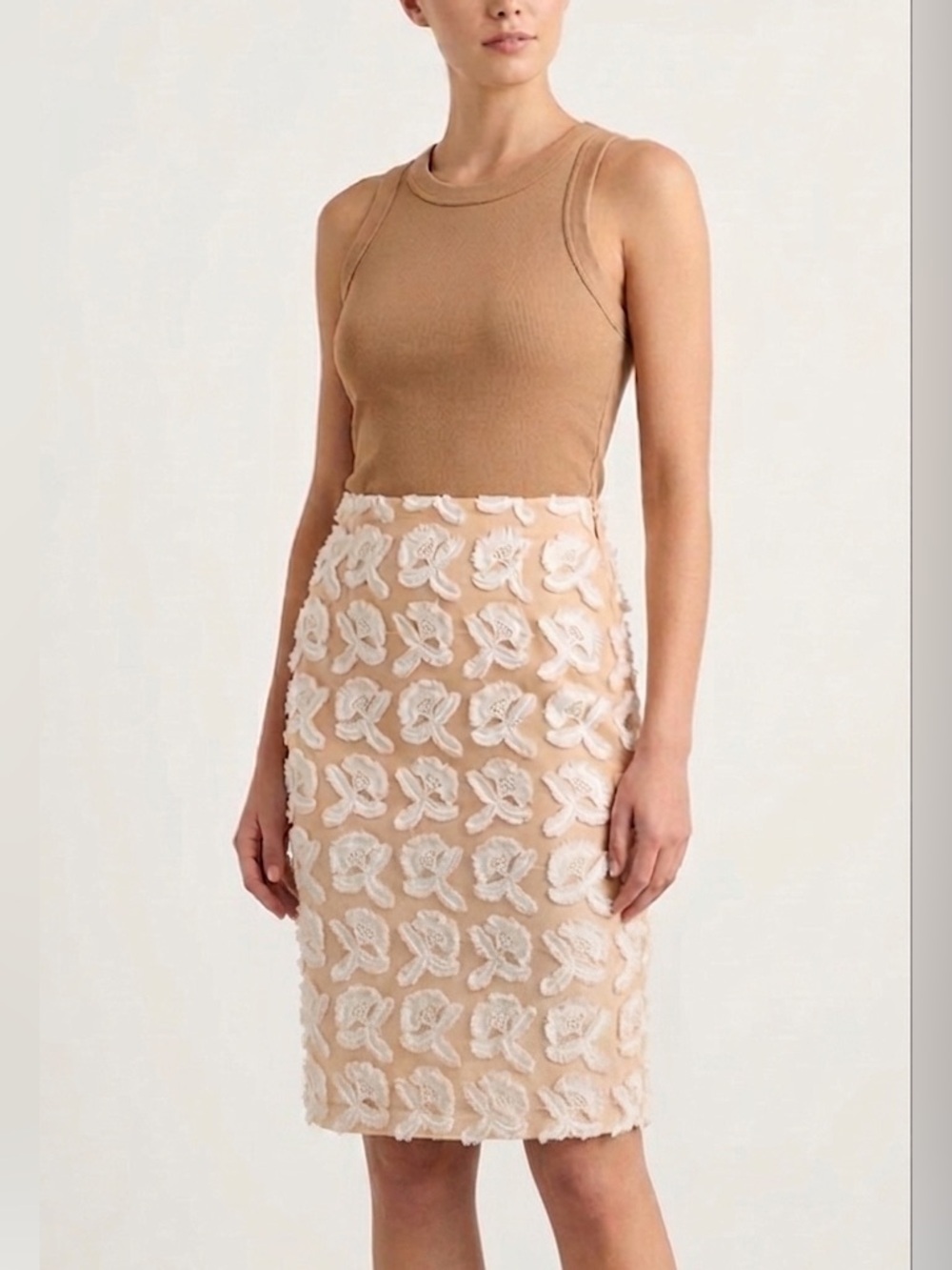 42nd & Fifth Cream Floral Applique Pencil Skirt - Size 10 - EUC